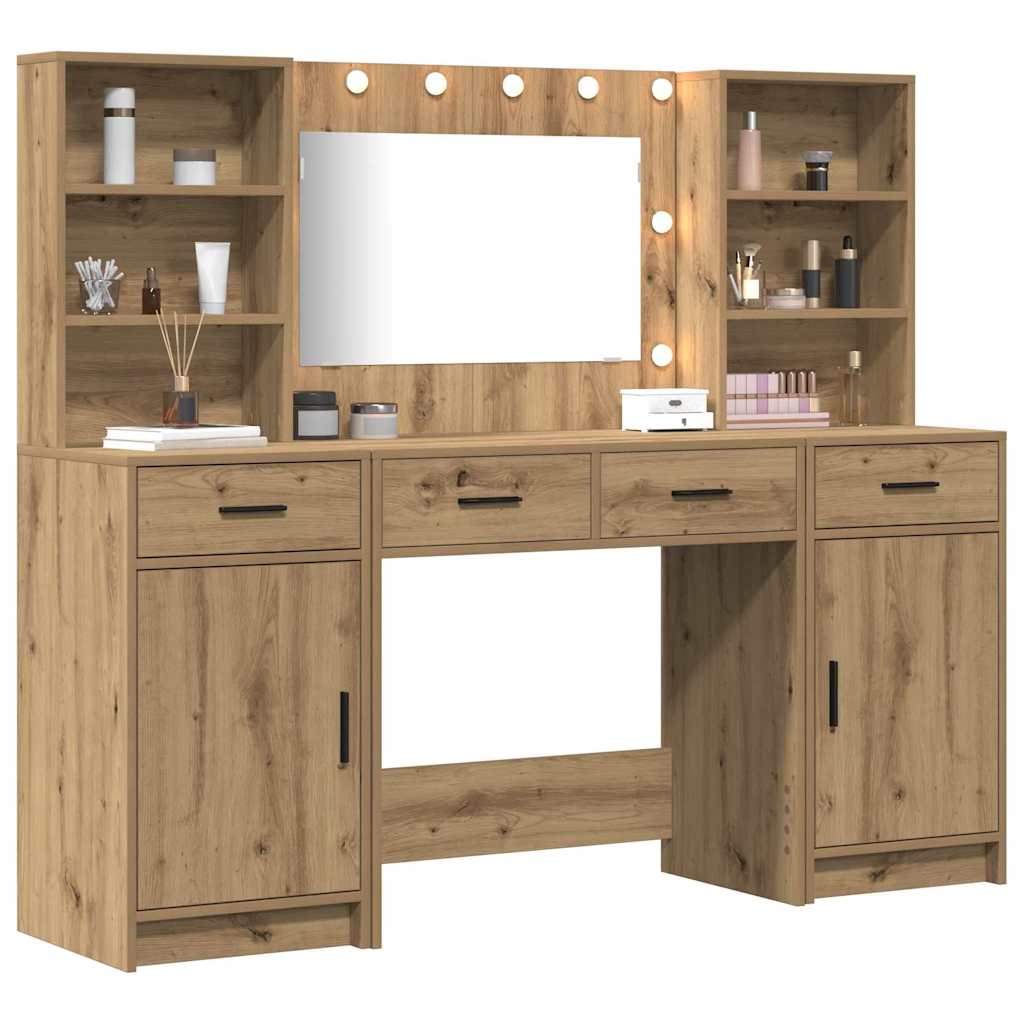 vidaXL Dressing Table Set 3 pcs Artisan Oak Engineered Wood 2