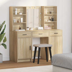 Dressing Table Set with LED 3 pcs 50 x 41 x 135 cm Sonoma oak