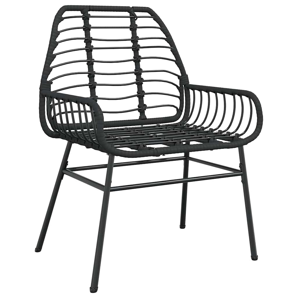 5 Piece Garden Dining Set Poly Rattan Glass Black 80 cm 80 cm 2