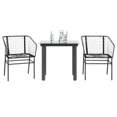 5 Piece Garden Dining Set Poly Rattan Glass Black 80 cm 80 cm 2