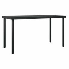 5 Piece Garden Dining Set Poly Rattan Glass Black 140 cm 70 cm 4