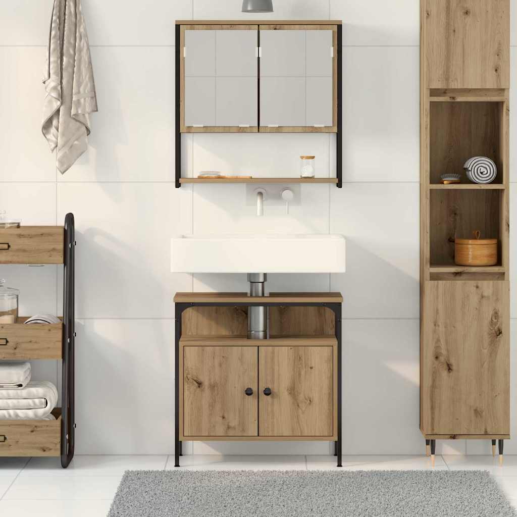 2 Piece Bathroom Furniture Set Engineered Wood Artisan oak
