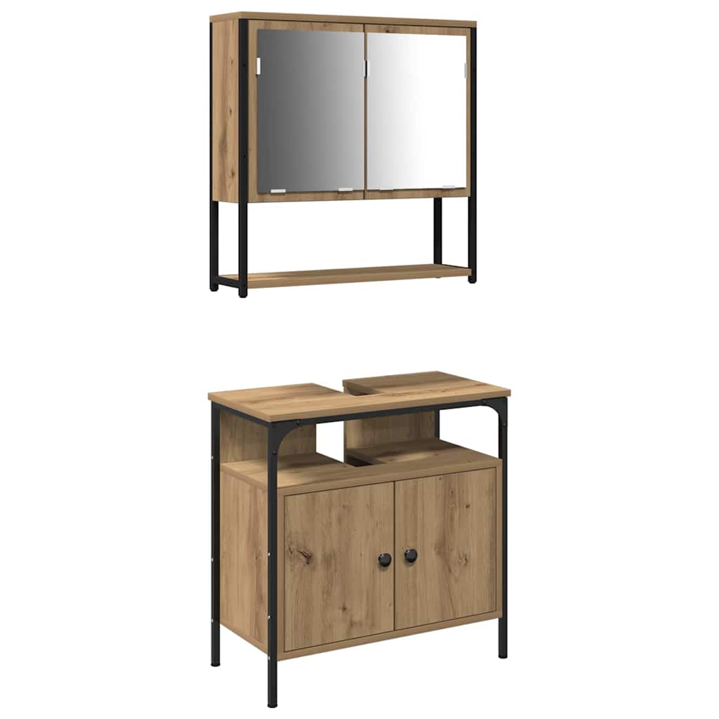 2 Piece Bathroom Furniture Set Engineered Wood Artisan oak