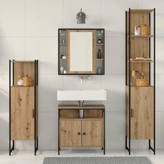 4 Piece Bathroom Cabinet Set Engineered Wood Artisan oak