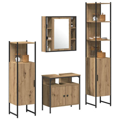4 Piece Bathroom Cabinet Set Engineered Wood Artisan oak