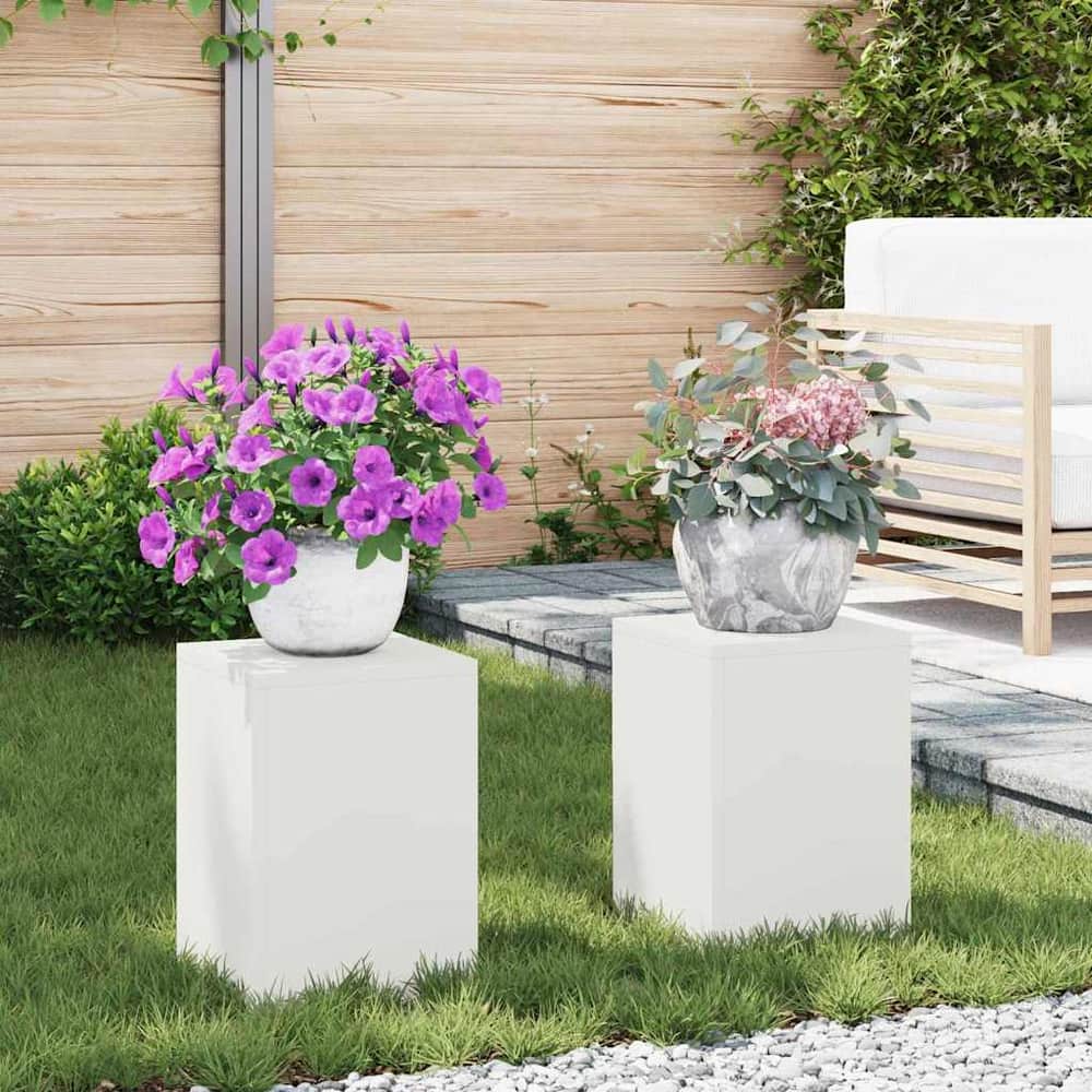 Plant Stand 30 x 30 x 40 cm Steel White 2x (24 x 24 x 35 cm)