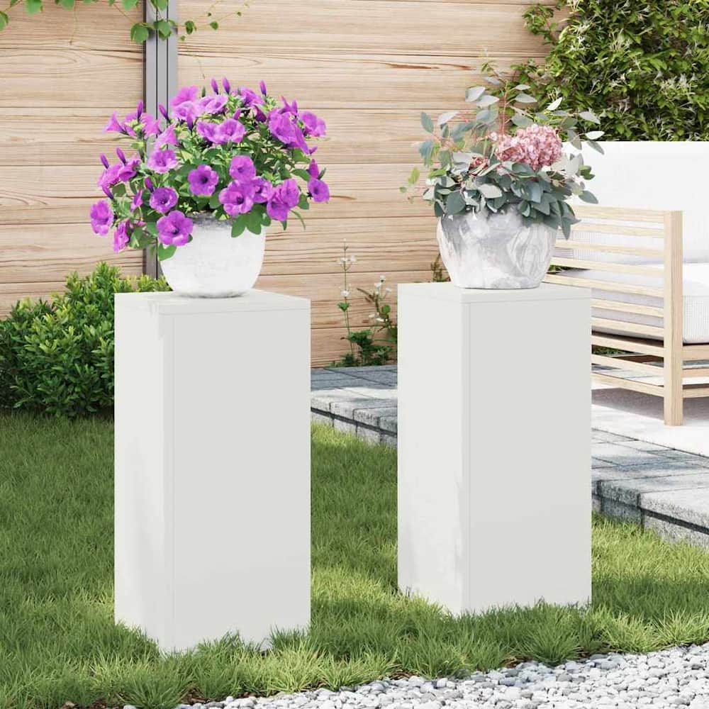 Plant Stand 30 x 30 x 40 cm Steel White 2x (24 x 24 x 55 cm)