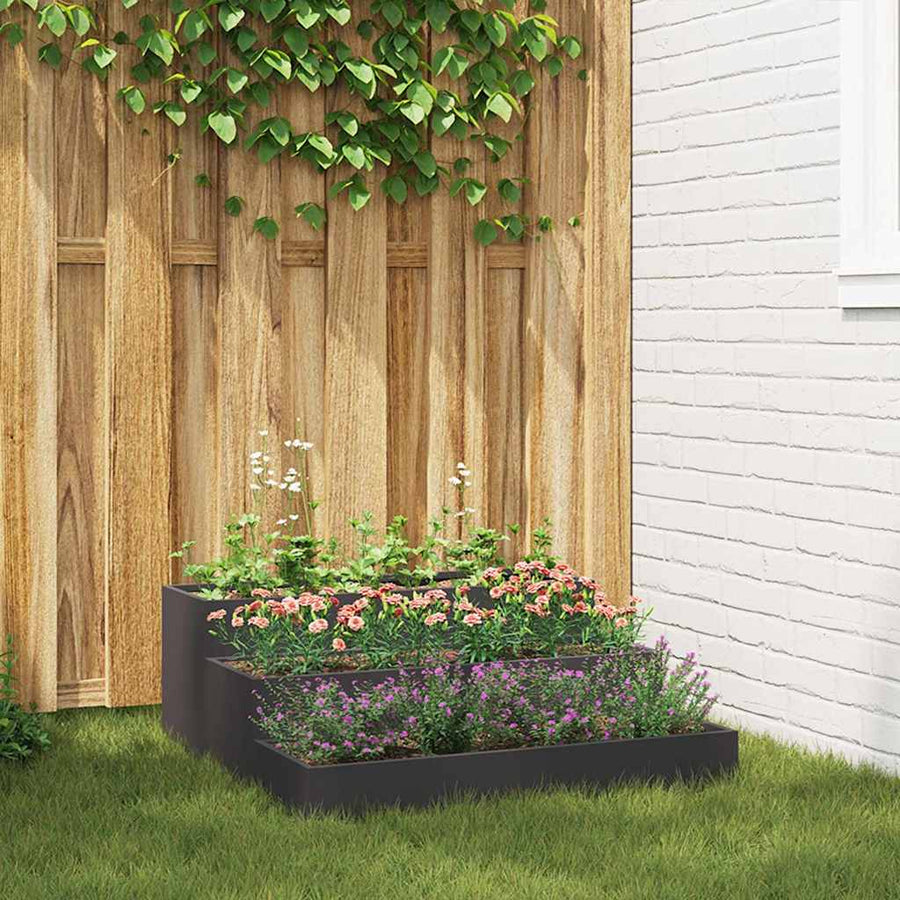 vidaXL Garden Planter Black 90 x 90 x 35 cm Cold-rolled Steel 1