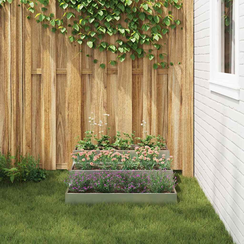 vidaXL Garden Planter Silver 90 x 90 x 35 cm Galvanised Steel 4