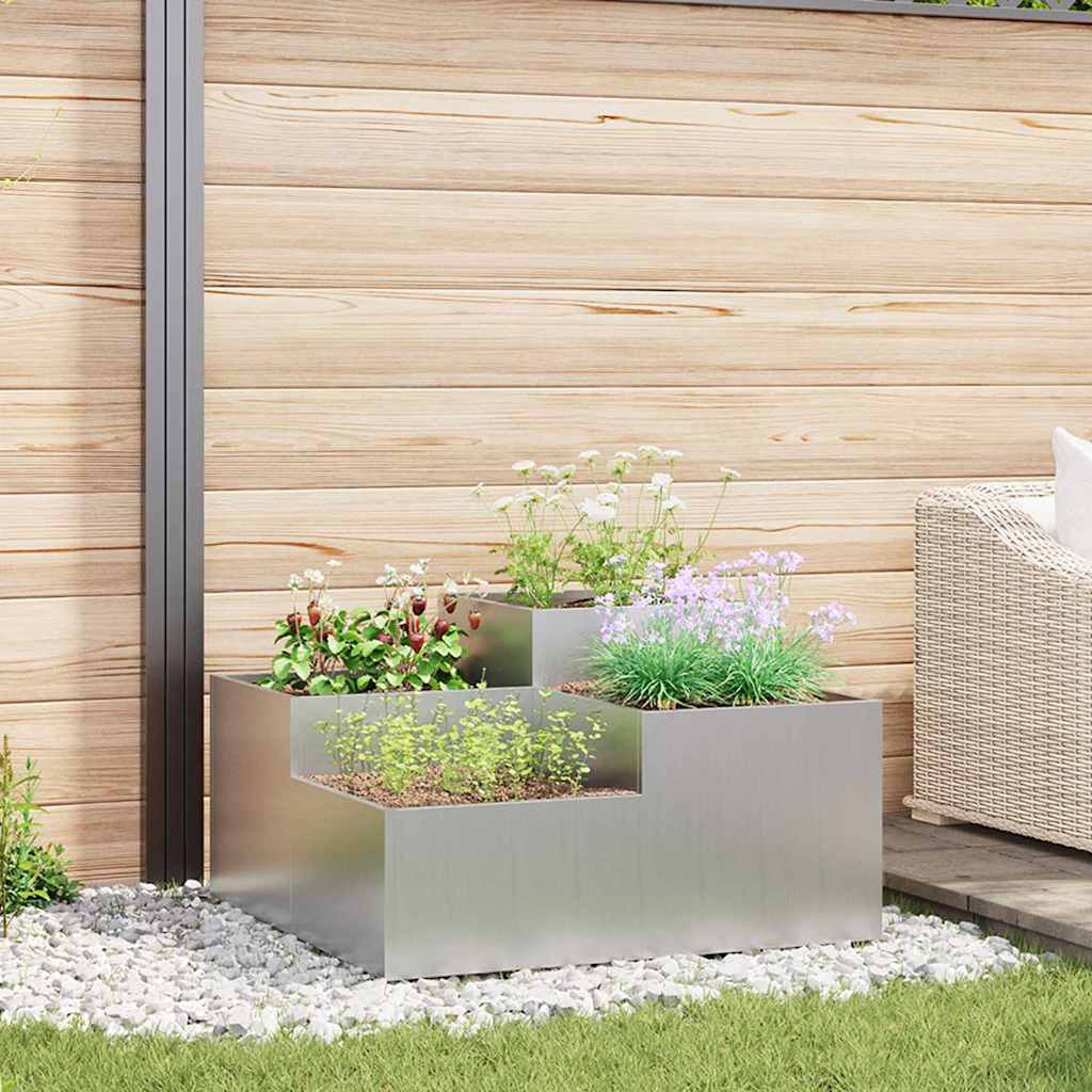 Garden Planter Steel Width 100 cm Galvanised steel 48 cm