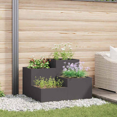 Garden Planter Steel Width 100 cm Black 60 cm