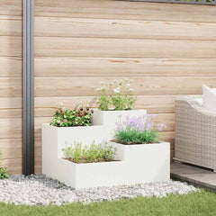 Garden Planter Steel Width 100 cm White 60 cm