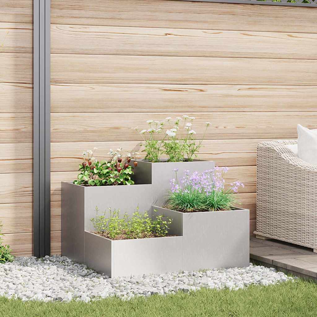 Garden Planter Steel Width 100 cm Stainless steel 60 cm