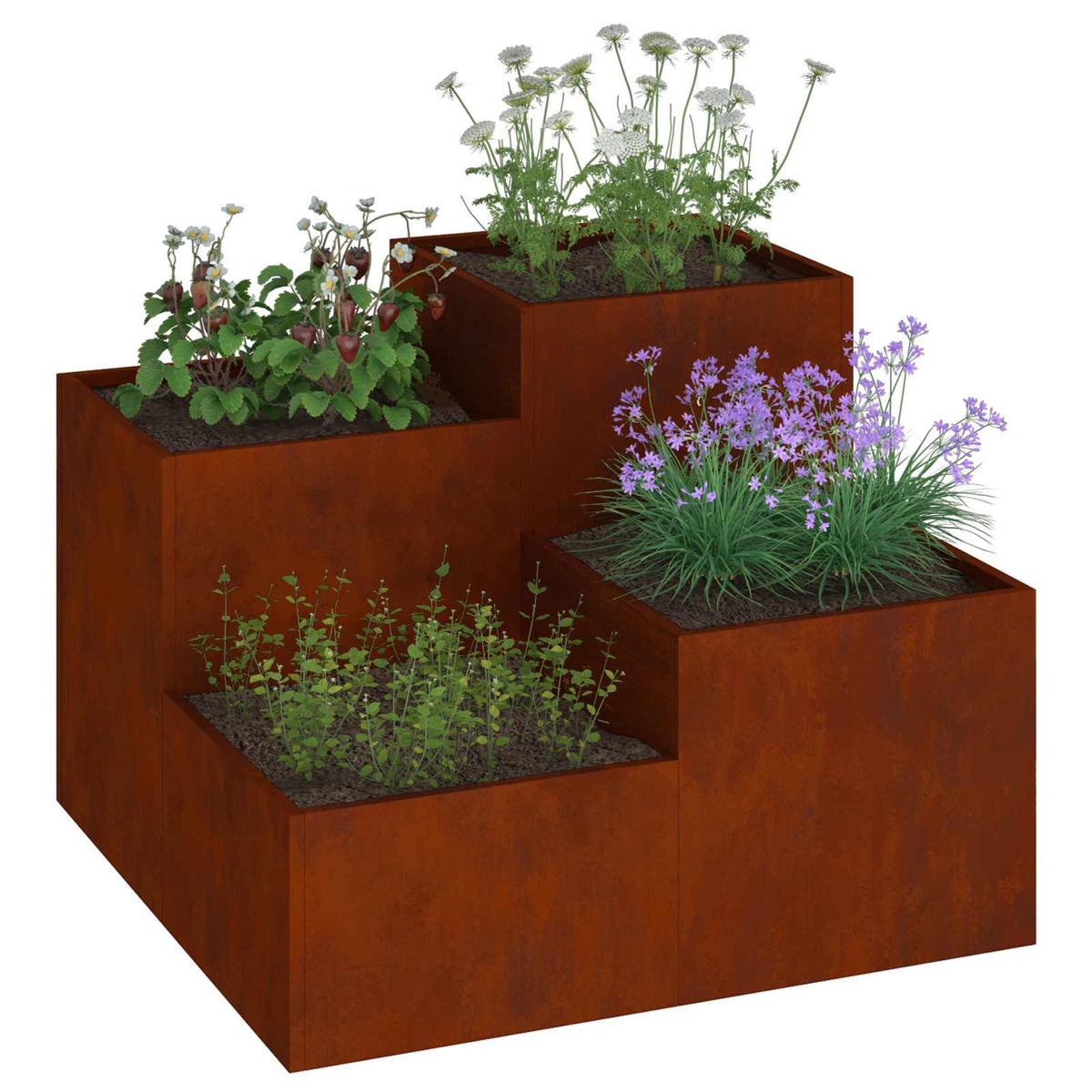Garden Planter Steel Width 100 cm Weathering steel 60 cm