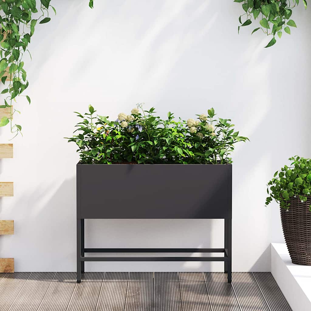 Raised Garden Planter Steel Black 60 cm 45 cm