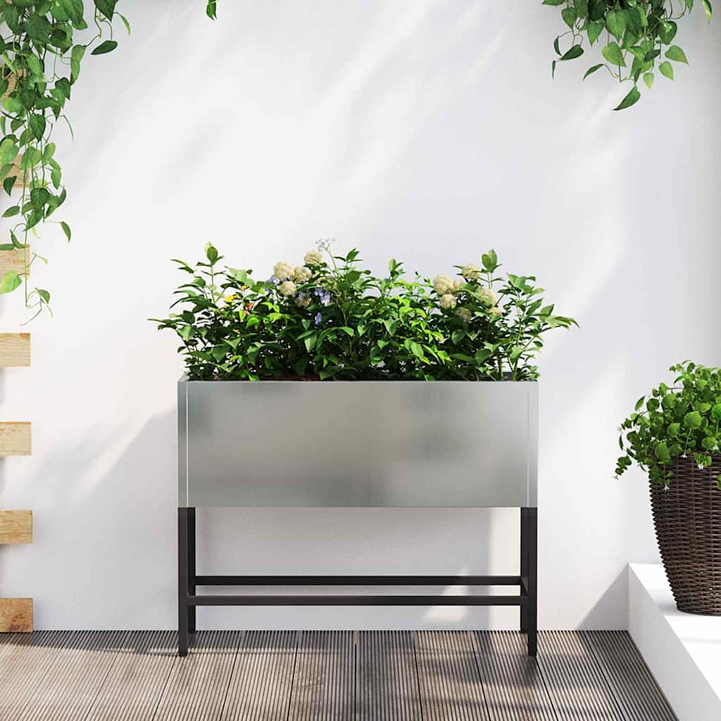 vidaXL Raised Garden Planter Silver 60 x 26 x 45 cm Galvanised Steel 1