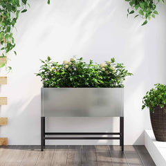 vidaXL Raised Garden Planter Silver 60 x 26 x 45 cm Galvanised Steel 1