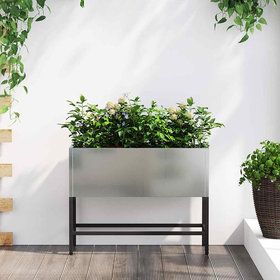 vidaXL Raised Garden Planter Silver 60 x 26 x 45 cm Galvanised Steel 1