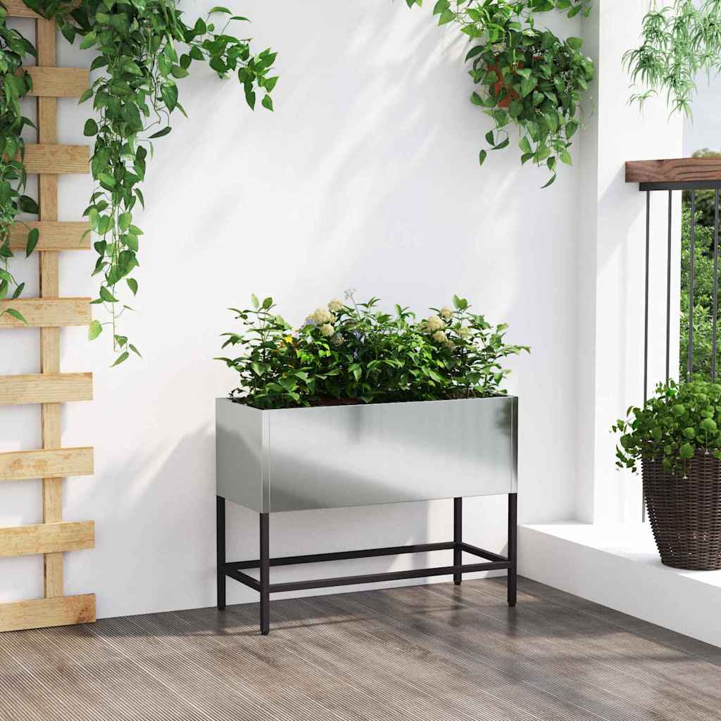 vidaXL Raised Garden Planter Silver 60 x 26 x 45 cm Galvanised Steel 4