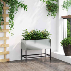 vidaXL Raised Garden Planter Silver 60 x 26 x 45 cm Galvanised Steel 4