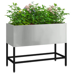 vidaXL Raised Garden Planter Silver 60 x 26 x 45 cm Galvanised Steel 3