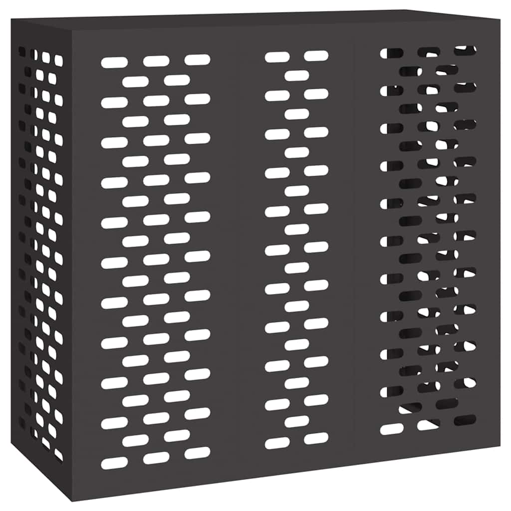 Air Conditioner Cover 110 x 50 x 105 cm Steel Linear Slot Pattern Black