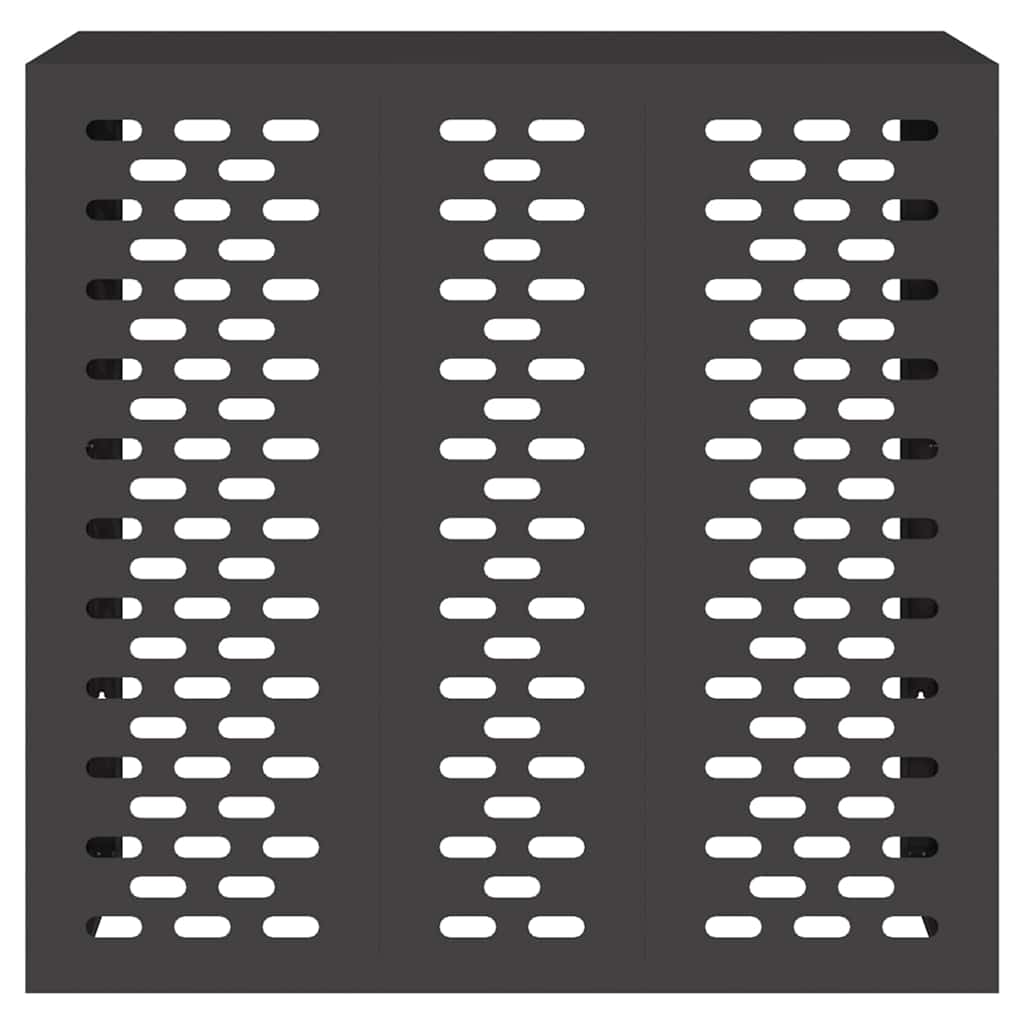 Air Conditioner Cover 110 x 50 x 105 cm Steel Linear Slot Pattern Black