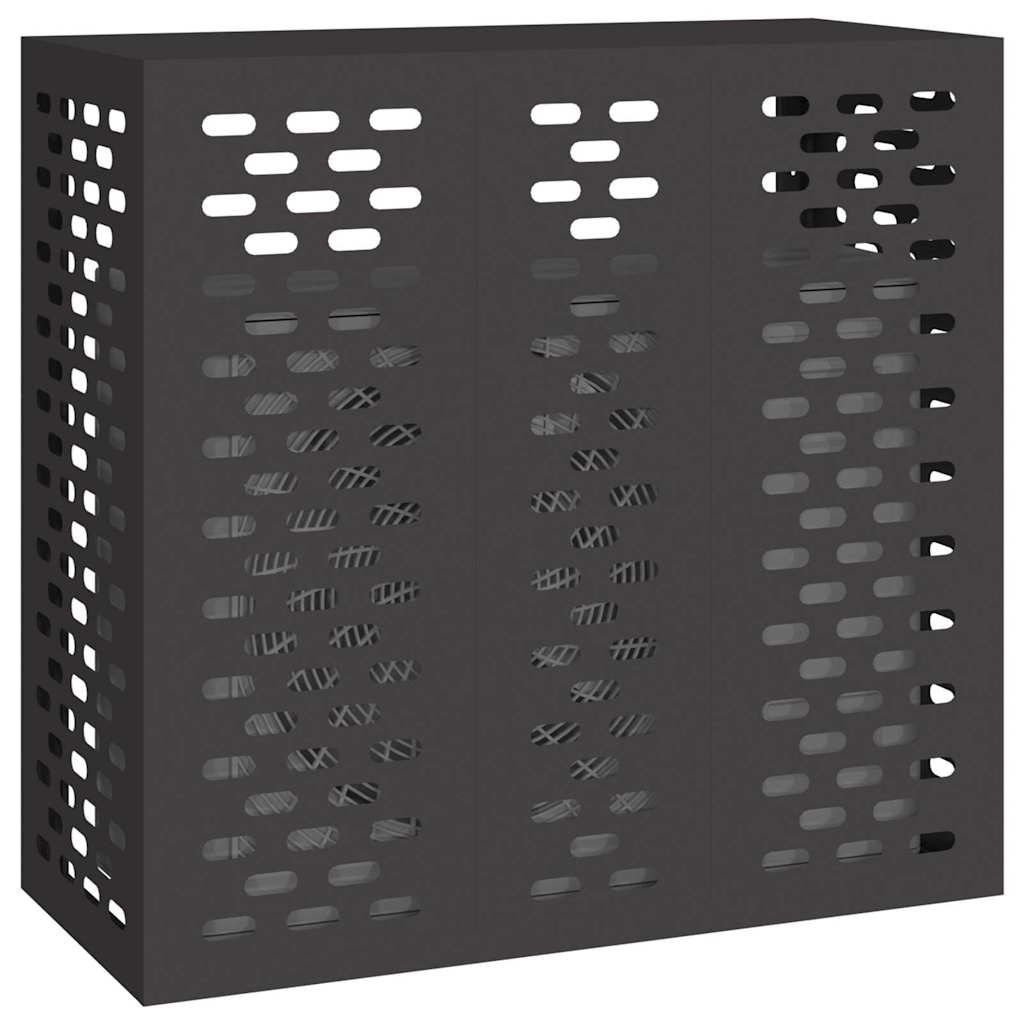 Air Conditioner Cover 110 x 50 x 105 cm Steel Linear Slot Pattern Black
