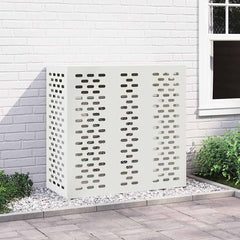 Air Conditioner Cover 110 x 50 x 105 cm Steel Linear Slot Pattern White