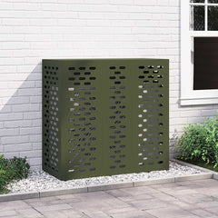 Air Conditioner Cover 110 x 50 x 105 cm Steel Linear Slot Pattern Olive green