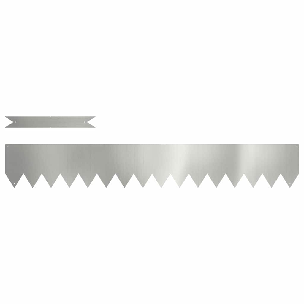 vidaXL Lawn Edging 10 pcs 100 x 0.05 x 15 cm Galvanised Steel Silver 2