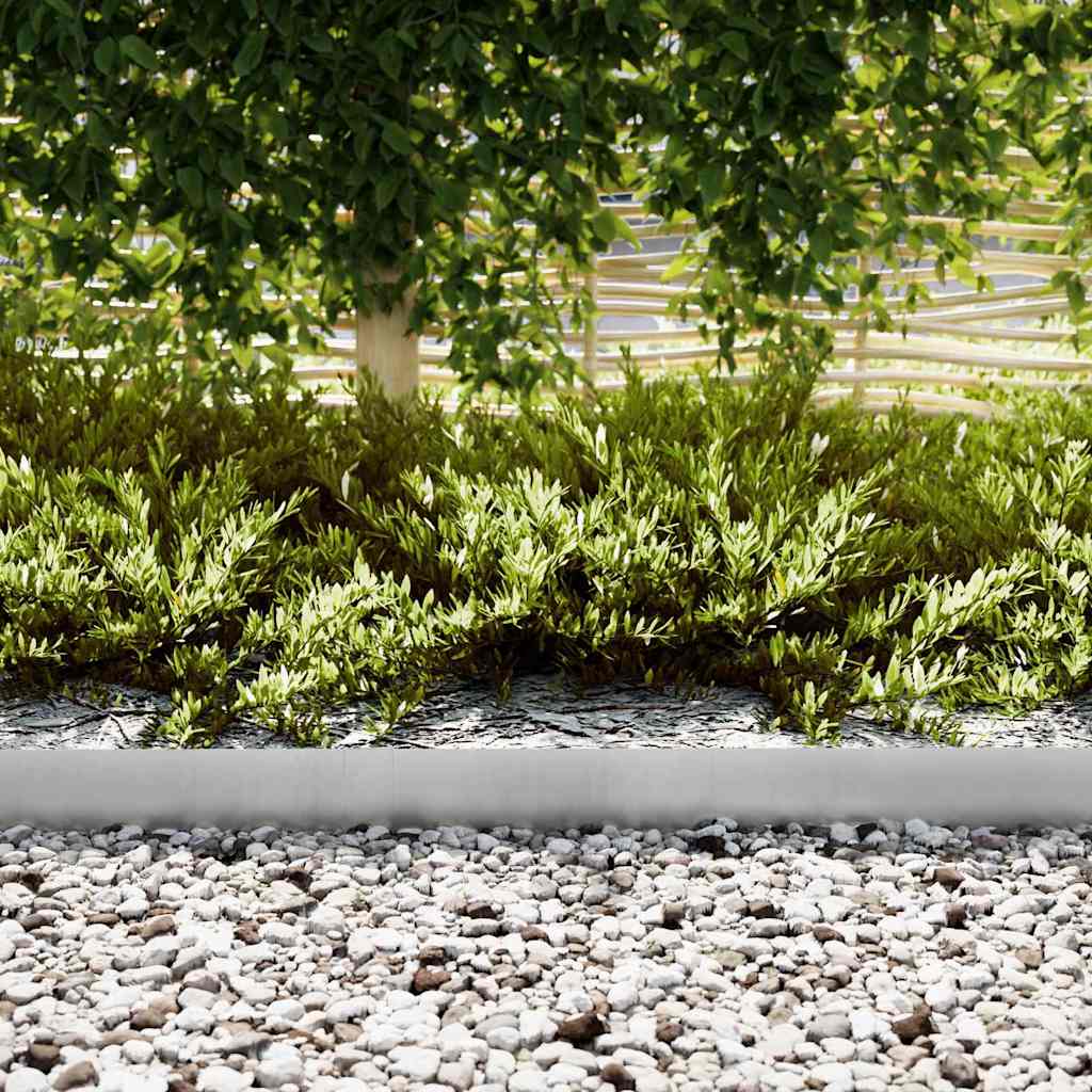 vidaXL Lawn Edging 20 pcs 100 x 0.05 x 15 cm Galvanised Steel Silver 4