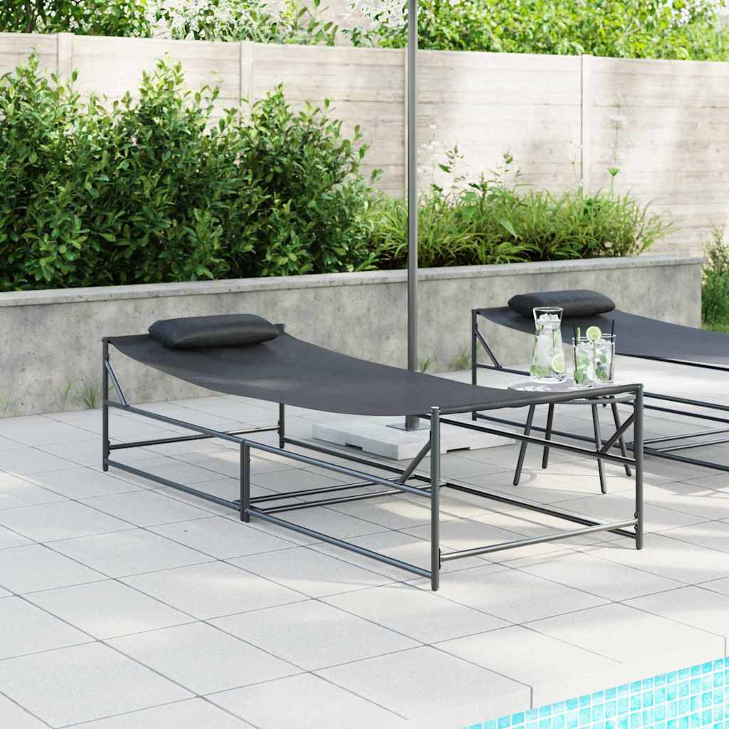 vidaXL Garden Sunbed 2 pcs Anthracite Powder-Coated Steel 1