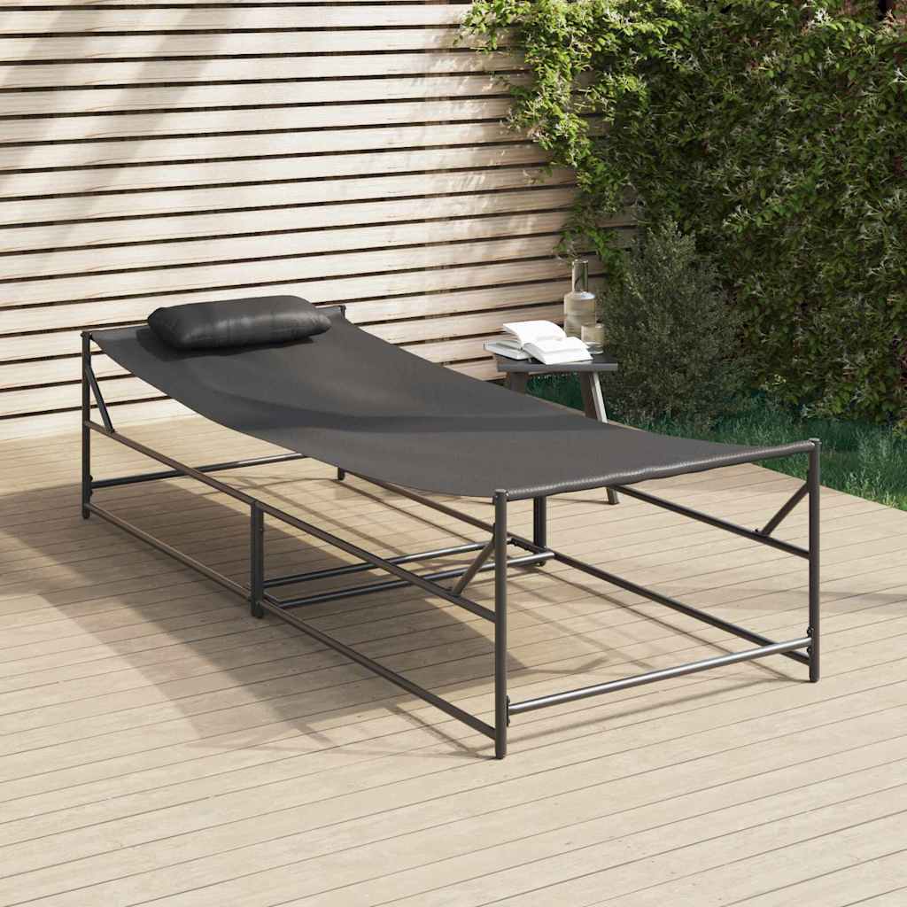 vidaXL Garden Sunbed 2 pcs Anthracite Powder-Coated Steel 3