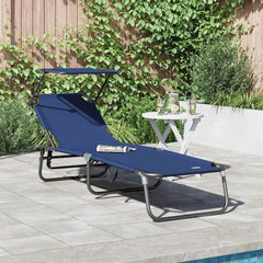 Folding Sun Lounger Oxford Blue 1