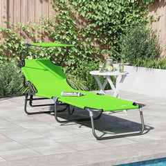 Folding Sun Lounger Oxford Green 1