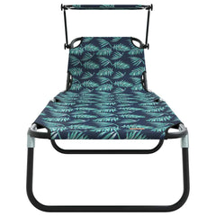 Folding Sun Lounger Oxford Leaf pattern 1