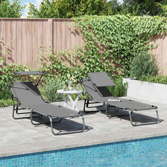 Folding Sun Lounger Oxford Grey 2