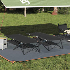 Folding Camping Bed 206 x 76 x 74 cm Oxford and Steel Black 2