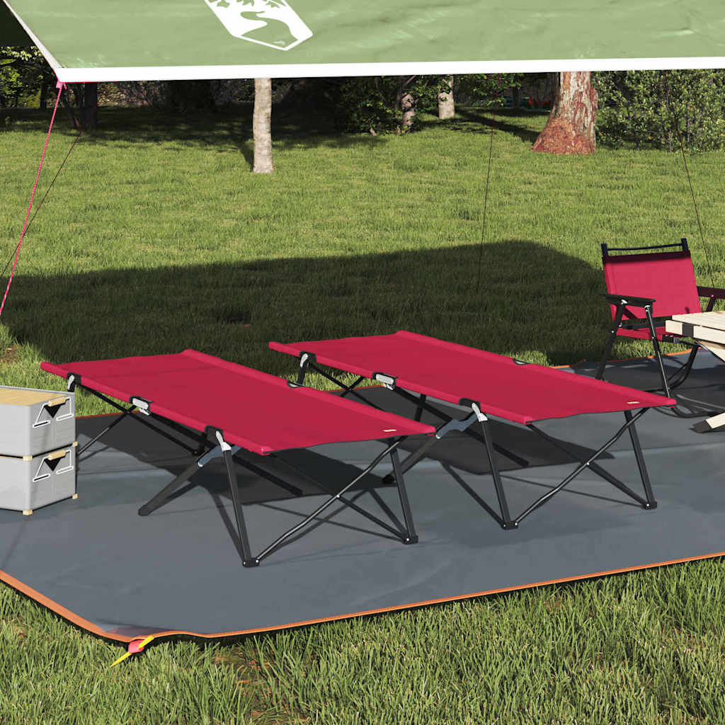 Folding Camping Bed 206 x 76 x 74 cm Oxford and Steel Red 2