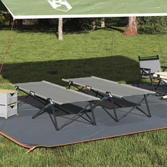 Folding Camping Bed 206 x 76 x 74 cm Oxford and Steel Grey 2