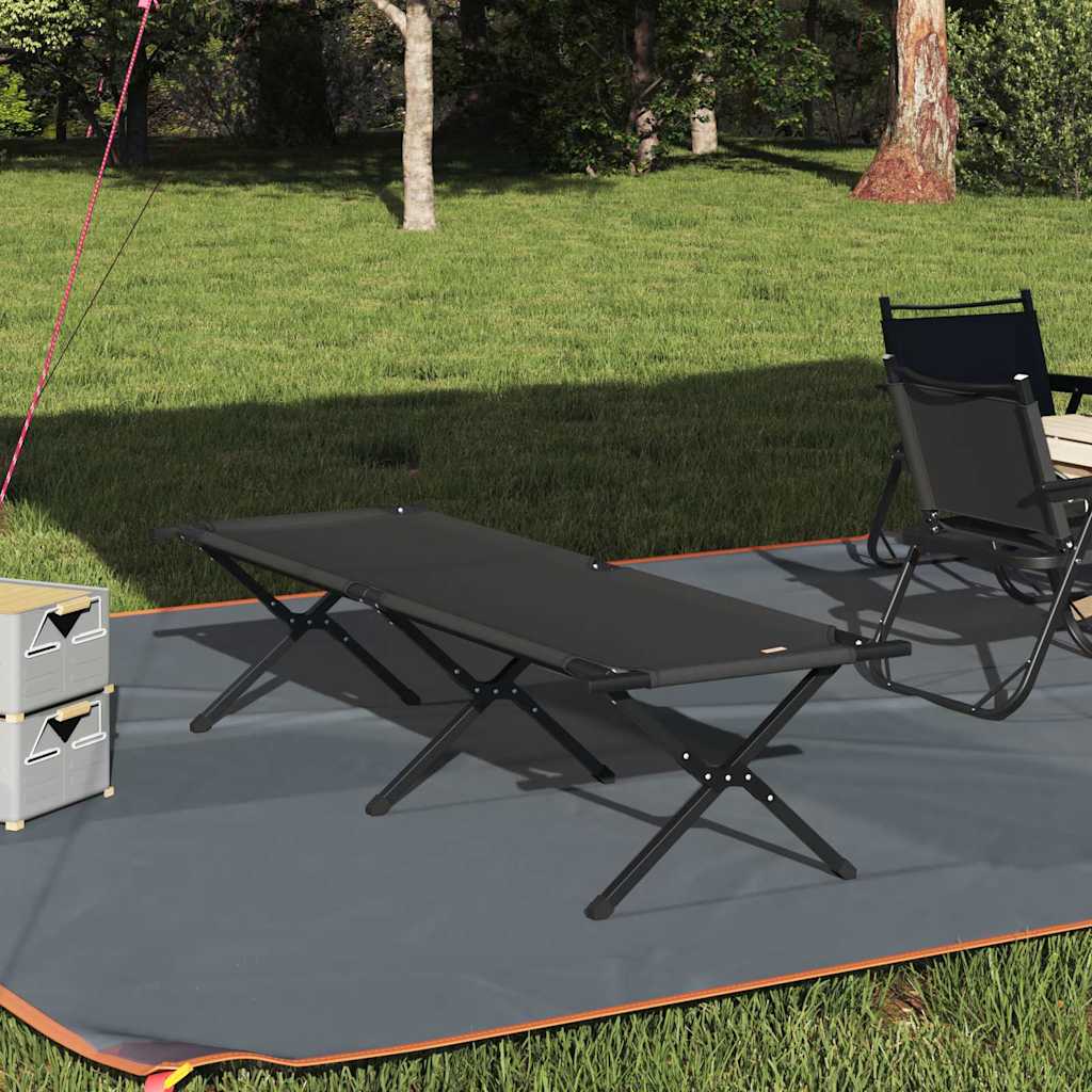 vidaXL Folding Camping Bed Manual Black 193 x 69 x 45 cm Oxford fabric 1