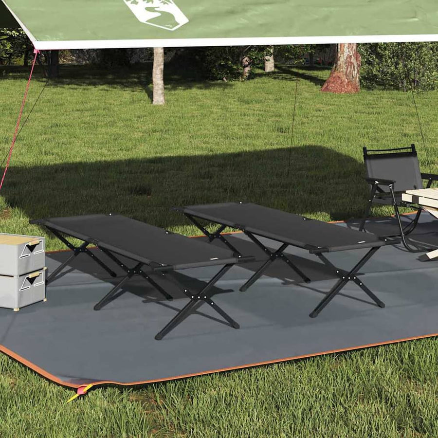 Folding Camping Bed 193 x 69 x 45 cm Oxford fabric 2 pcs Black