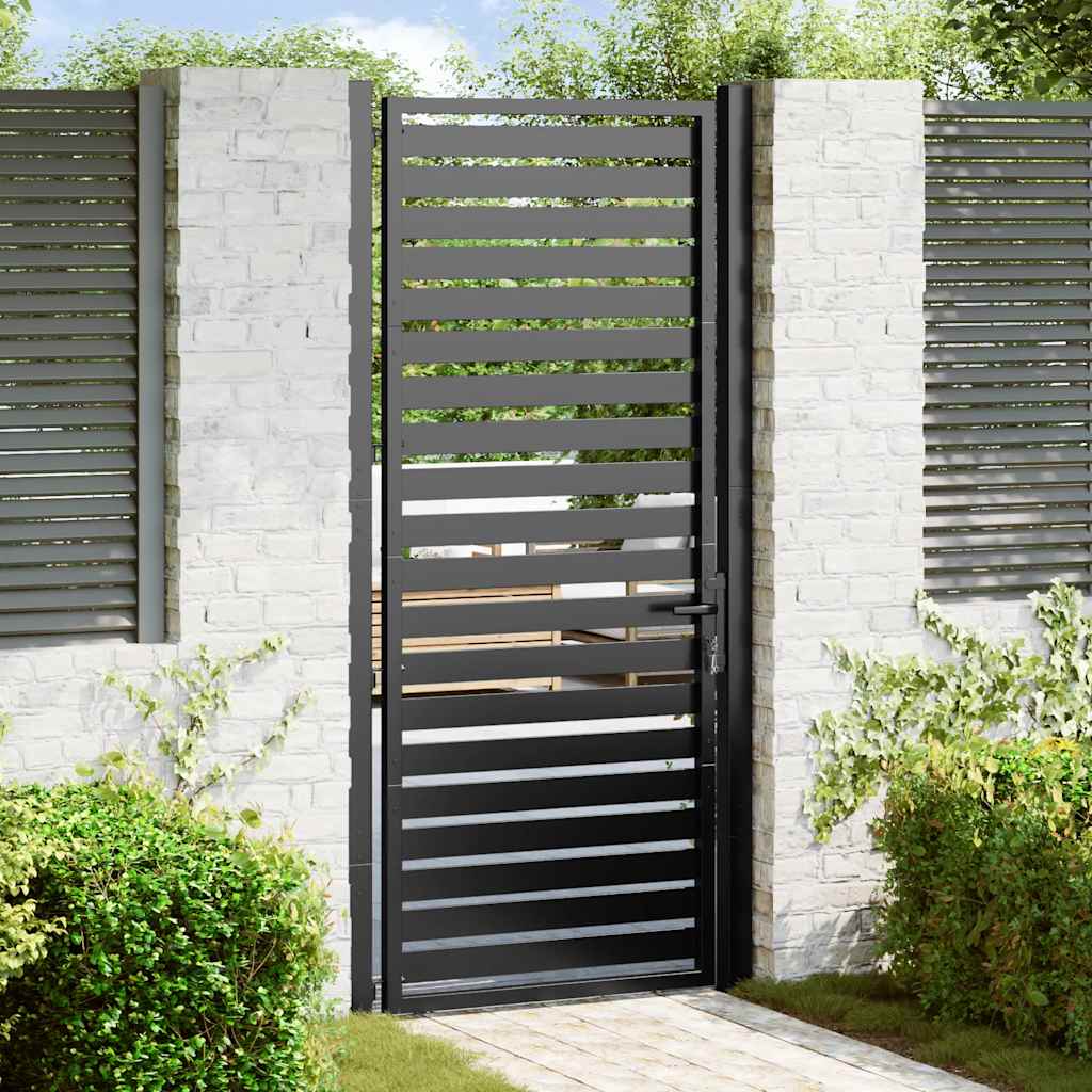 Garden Gate Lockable Black Aluminium 100 x 200 cm