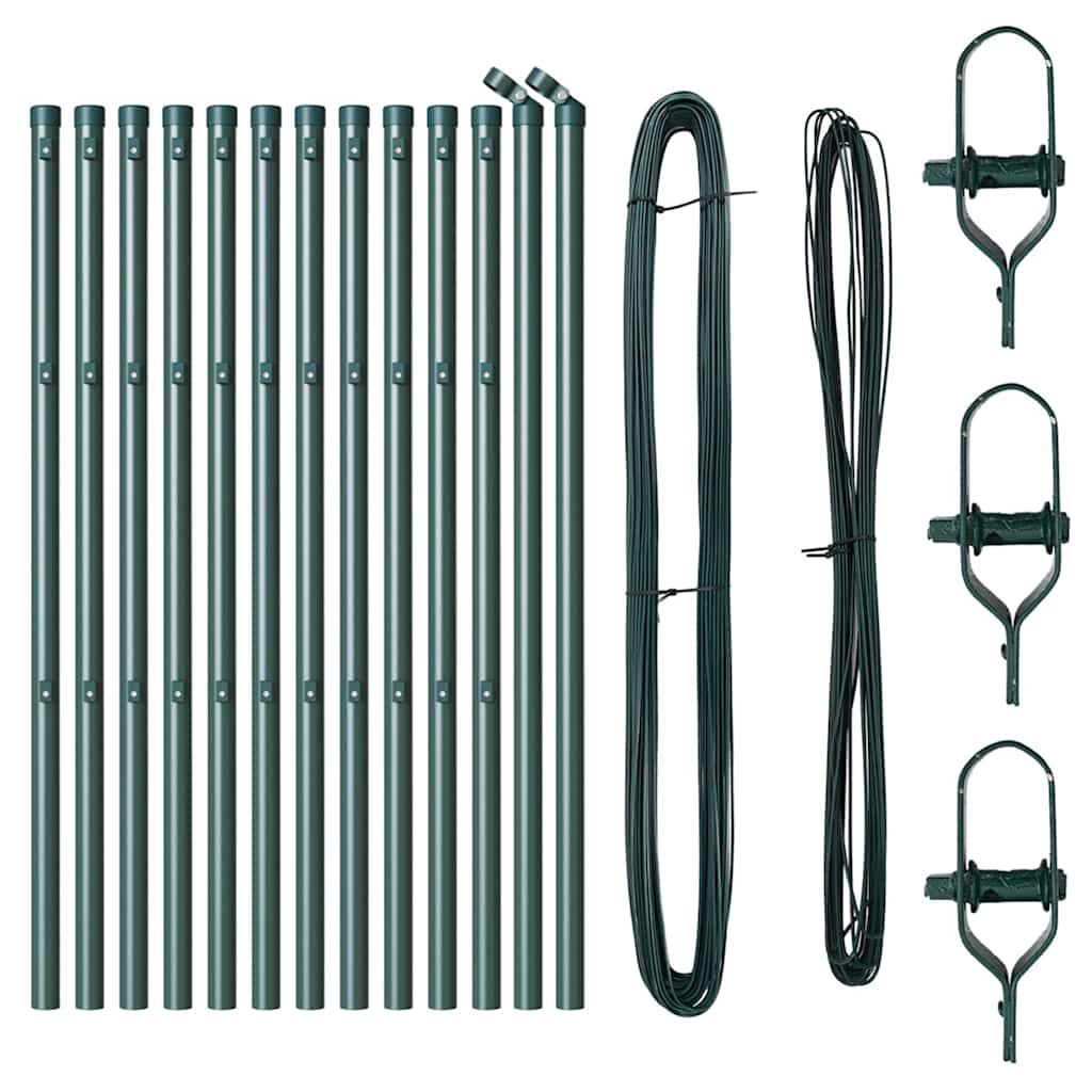 vidaXL Embedded Fence Post 13 pcs Green Powder-Coated Steel 4