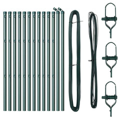 vidaXL Embedded Fence Post 13 pcs Green Powder-Coated Steel 4
