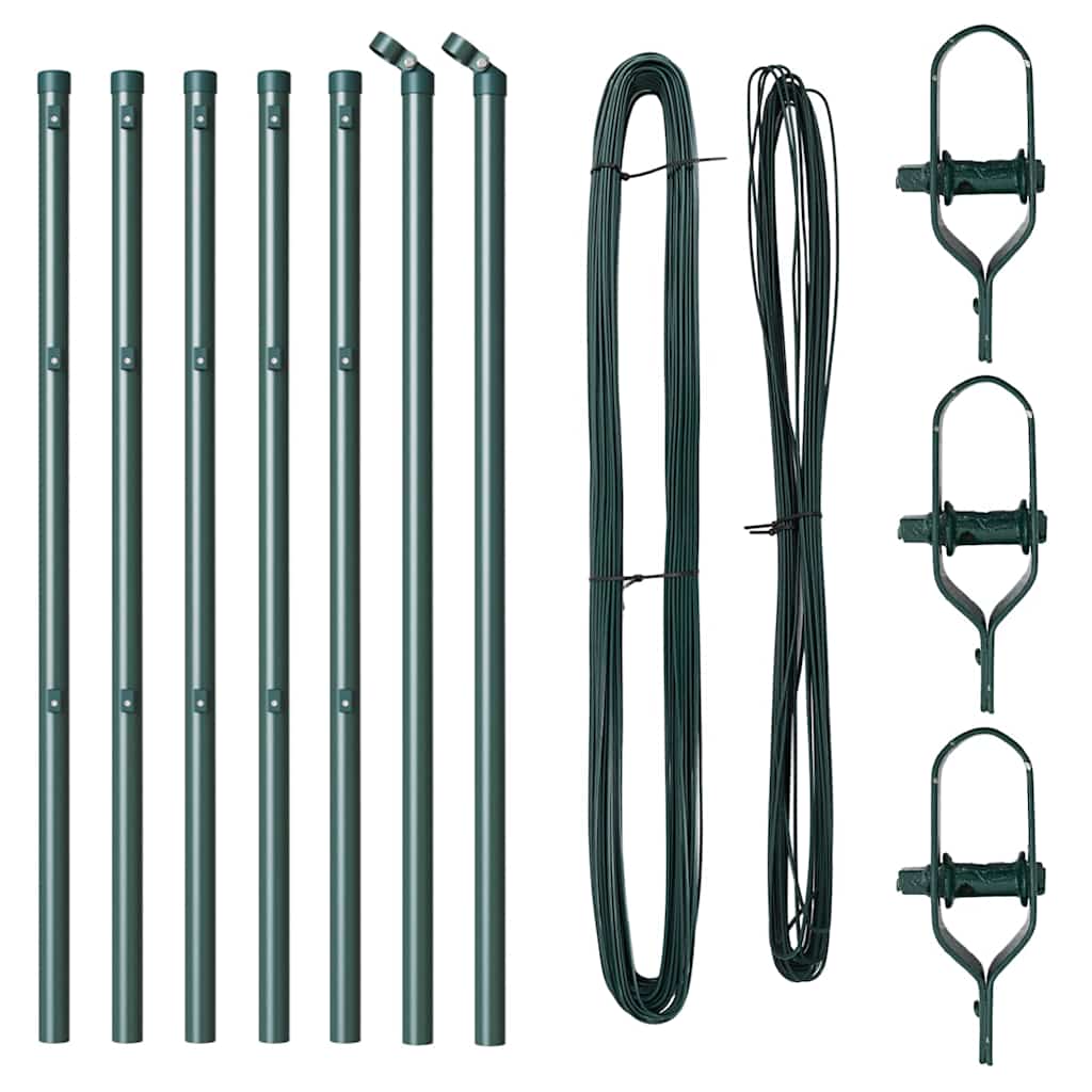 vidaXL Embedded Fence Post 7 pcs Green Powder-Coated Steel 4