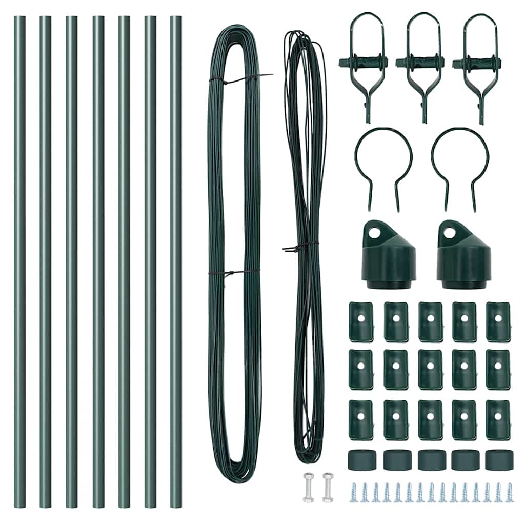 vidaXL Embedded Fence Post 7 pcs Green Powder-Coated Steel 5