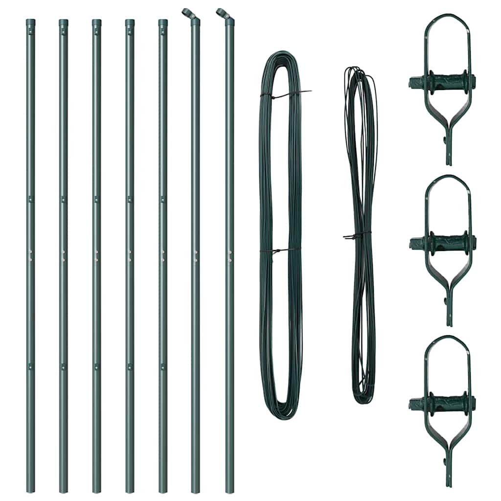 vidaXL Embedded Fence Post 7 pcs Green Powder-Coated Steel 2