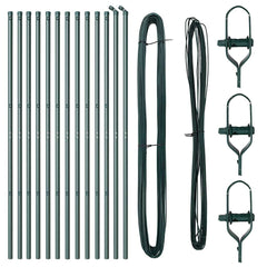 vidaXL Embedded Fence Post 13 pcs Green Powder-Coated Steel 4